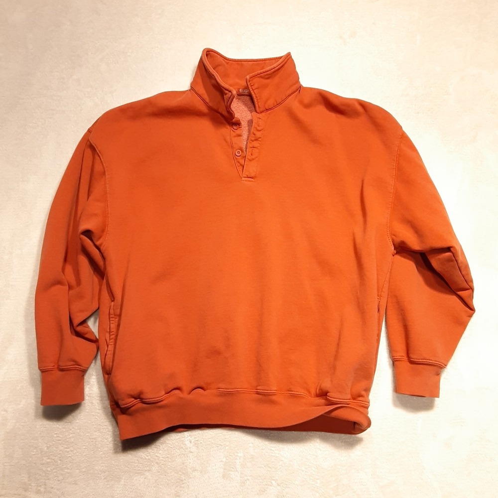 John Galt Mens Pullover Button Sweater Sz.2XL/Orange/MH185/Mock Neck/Pockets